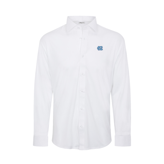 North Carolina Quattro Flex Dress Shirt with Semi-Spread Collar White